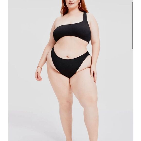 Good American Women’s Always Fits One Shoulder Bikini Top Black - Picture 2 of 8